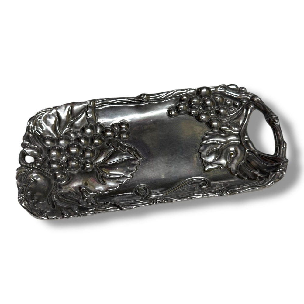 Arthur Court Grapevine Tray Handle Dish Aluminum Bread Serveware‎ Decor